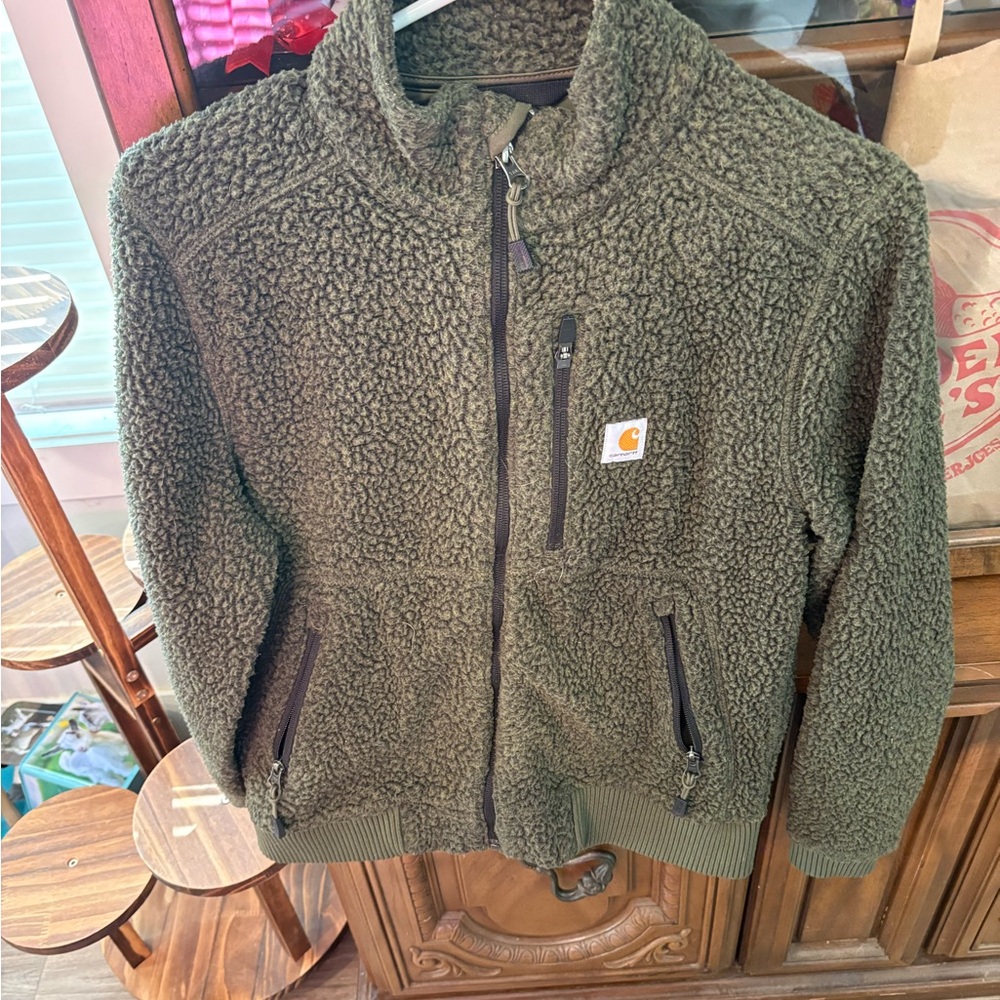 Carhartt Olive Green Sherpa-Lined Relaxed Fit Jacket